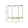 Half-Circle Entryway Console Table Gold Metal Glass Top Bottom Shelf Sofa Table