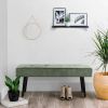 Mid-Century Green Corduroy Upholstered End of Bed Bench with Black Metal Legs