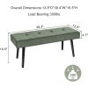 Mid-Century Green Corduroy Upholstered End of Bed Bench with Black Metal Legs