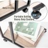 Modern Industrial Style Metal Wood TV Tray Bedside Table with Removable Casters