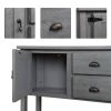 Solid Wood Farmhouse Sofa Table Sideboard Cabinet with Storage Drawers in Grey