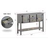 Solid Wood Farmhouse Sofa Table Sideboard Cabinet with Storage Drawers in Grey