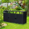 Outdoor Black Galvanized Steel Garbage Bin Storage Shed - Holds 3 Trash Cans