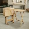 Set of 4 - Solid Wood Folding TV Tray Table Set with Stand in Natural Finish