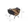 Heavy Duty 17-inch Black Metal Firewood Log Rack with Removable Canvas Tote