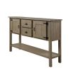 Solid Wood Farmhouse Sofa Table Cabinet with Storage Drawers in Rustic Taupe