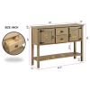 Solid Wood Farmhouse Sofa Table Cabinet with Storage Drawers in Rustic Taupe