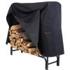 Indoor/Outdoor 4-Ft. Black Metal Firewood Rack with Cover