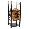 Black Indoor/Outdoor 32-inch Firewood Log Rack