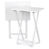 Set of 2 - Folding TV Tray Table in White Wood Finish