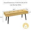 Modern Yellow Corduroy Upholstered End of Bed Bench with Black Metal Legs