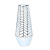 White Ceramic Vase with Gold Geometric Accent Design - Elegant and Versatile Home Decor