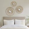 Round Natural Fiber and Mirror 3-piece Wall Decor Set