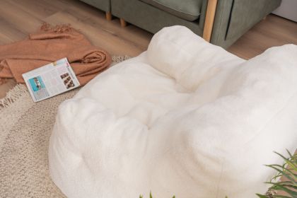 010-Soft Teddy Fabric Tufted Foam Bean Bag Chair With Teddy Fabric Ivory White