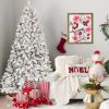 6FT Snow-Flocked Artificial Christmas Tree with Pine Cones, Prelit Xmas Trees, Hinged Easy Assembly & Reinforced Metal Base - Ideal for Indoor & Outdo