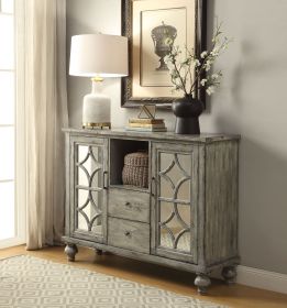 Velika Weathered Gray Finish Console Table w/ 1 Open Compartment Storage