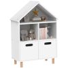 Qaba Kids Bookshelf, 3 Tier Kids Bookcase with Two Drawers, Bookshelf for Kids Rooms, Bedroom, Nursery, White