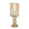 DecMode Gold Glass Handmade Turned Style Pillar Hurricane Lamp with Faux Mercury Glass Finish