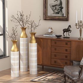 Floor Metal Vases Decorated White Metal vases Set of 3 gorgeous home decoration large glazed metal vases 24in/28.7in/33.5in height