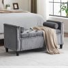 Storage Bench, 44.5-Inch Queen Velvet Button Bedside Bench, Entryway Living Room with Armrests, Nailhead Trim, Upholstered Bedroom Bench, Bedside Otto