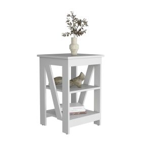 Taylor 3-Tier End Table/Nightstand, Side Table for Small Space, White