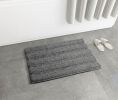 Non Slip Chenille Bath Mat for Bathroom Rugs 40" x 60"; Extra Soft and Absorbent Microfiber Shag Rug; Machine Wash Dry; Shower; and Room- Dark Gray