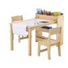 VEVOR Kids Art Table and 2 Chairs, 2-in-1 Toddler Craft and Play Activity Table, Wood Toddler Table and Chair Set with A Cabinet for Art, Craft