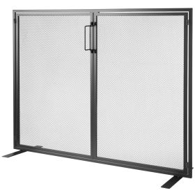 VEVOR Fireplace Screen 1 Panel with Door, Sturdy Iron Mesh Fireplace Screen, 38.98"(L) x30.7"(H) Spark Guard Cover, Simple Installation, Free Standing