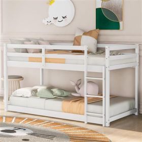 Floor Bunk Bed with Ladder , White