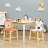 5 Piece Kiddy Table and Chair Set , Kids Wood Table with 4 Chairs Set Cartoon Animals (bigger table) (3-8 years old)