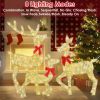 3 Pieces 2D Lighted Christmas Deer Family Set Indoor Outdoor Light Up Reindeer Decorations Lighted Buck Doe Fawn Display with 8 Lighting Modes