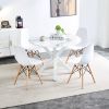 1+4,5pieces dining set,42.1"WHITE Table cross leg Mid-century Dining Table for 4-6 people With Round Mdf Table Top, Pedestal Dining Table, End Table L