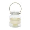 The Novogratz Clear Glass Decorative Candle Lantern with Curved Handle