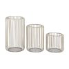 DecMode 3 Holder Silver Metal Cage Style Decorative Candle Lantern, Set of 3