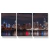 3 panels Framed Canvas City Night Scape Wall Art Decor,3 Pieces Mordern Canvas Painting Decoration Painting for Chrismas Gift, Office,Dining room