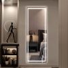 LED aluminum alloy frameless rectangular white full-length mirror with stand 63 * 16 * 1 inch Bathroom Vanity Mirror for Bedroom Entryway