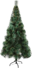 6' Classic Pine Needle Tree Encrypted Artificial Christmas Tree Natural Branch with Solid Metal Bracket;  Coniferous with Golden Highlights