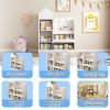 White Kids Wooden Bookshelf Toy Storage Organizer with Bookcase, Kid's Bin Storage Unit with 6 Compartments 2 Baskets Bins Toys Box Organizer