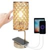 Touch Control Bedside Lamp with Wirelessly Charger Dual USB Charging Port