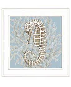 "Coral Seahorse II" by Cindy Jacobs, Ready to Hang Framed Print, White Frame