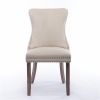 Furniture,Upholstered Wing-Back Dining Chair with Backstitching Nailhead Trim and Solid Wood Legs,Set of 2, Beige,SW8809BG,KD