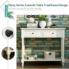 Console Table Traditional Design with Two Drawers and Bottom Shelf (Ivory White)