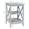 3-Tier Nightstand End Table with X Design Storage