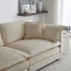 Comfy Deep Single Seat Sofa Upholstered Reading Armchair Living Room Chair Beige Chenille Fabric , 1 Toss Pillow