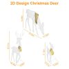 3 Sets of Reindeer Family Lighted 2D Christmas Deer Decoration Warm Yellow Light 3 Lighting Modes Buck Doe Fawn Indoor Outdoor Christmas Decoration