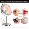 8-inch Makeup Mirror with Lights, Double Sided 1X/10X Magnifying Mirror, 3 Color Lighting Dimmable Vanity Mirror with 360° Swivel