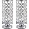 Crystal Table Lamps - Set of 2 with Clear Crystal Lamp Shade;  Silver