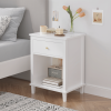 26.77''H Wooden Nightstand with One Drawer One Shelf for Kids, Adults, White