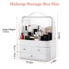 3 Tiers Makeup Organizer Cosmetic Storage Box with Dustproof Waterproof Lid Portable Handle Drawers Cosmetic Display Case for Bathroom Bedroom Dressin