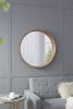 31.5" Round Pine Wood Mirror, Wall Mounted Mirror Home Decor for Bathroom Living Room